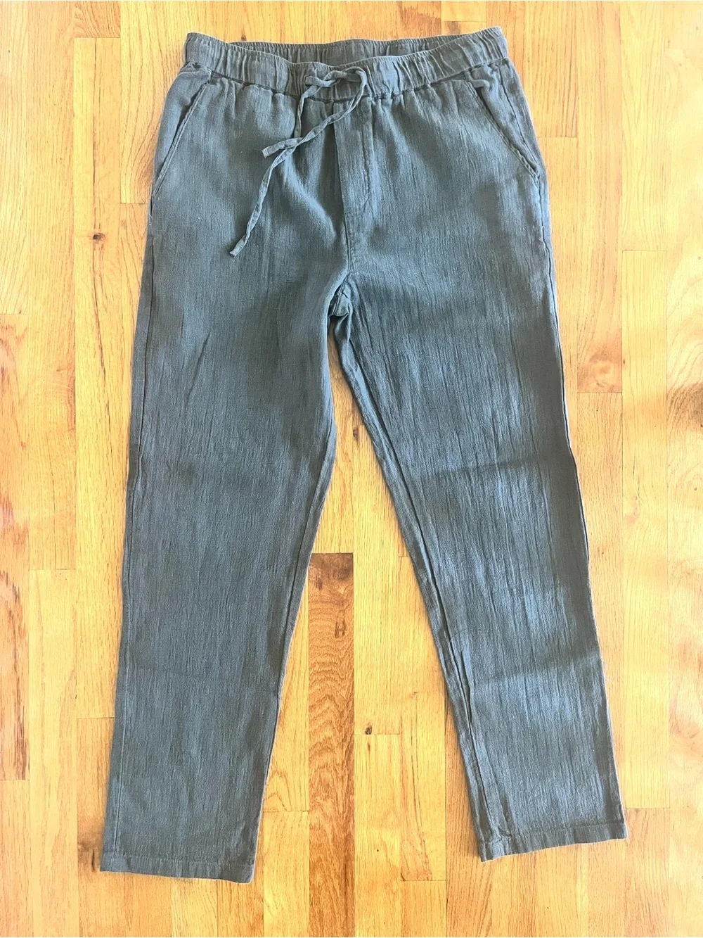NWT Men's Military Green Ramie Cotton Blend  Casual Textured Pants XL Resortwear